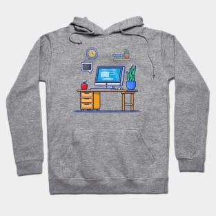Workspace Computer With Apple And Plant Hoodie